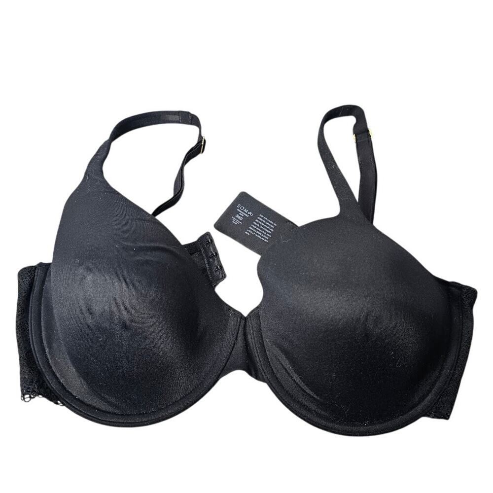 Soma embraceable demi solid black lacey Women's size 36D underwire